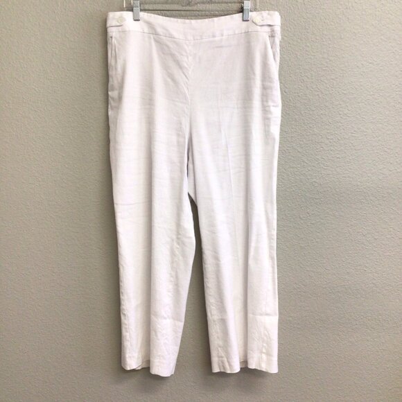 Talbots Pants Women’s 16 Petite White Linen Blend Wide Leg High Rise - Picture 7 of 8